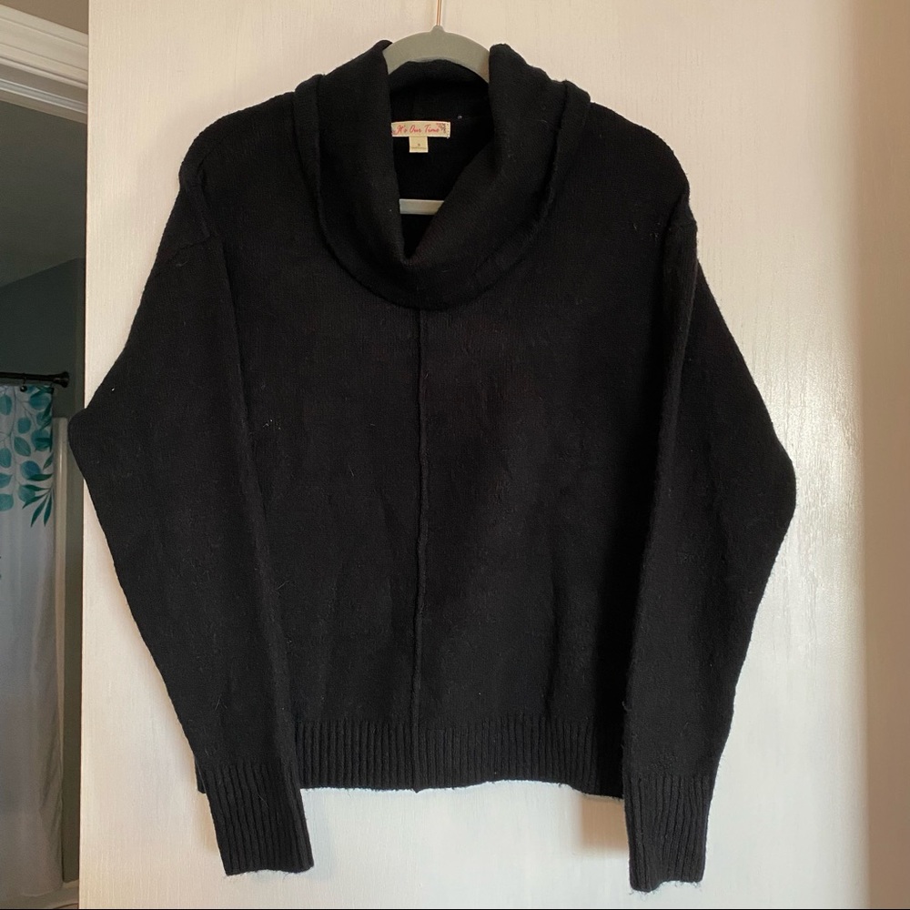 Comfy Black Cowl Neck Sweater